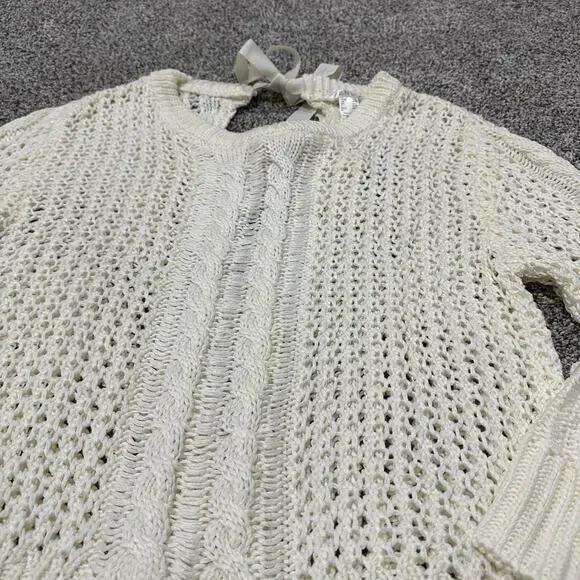 New with tags, VENUS Bow Tie Crochet Sweater, Cream, Size XL - Picture 14 of 15